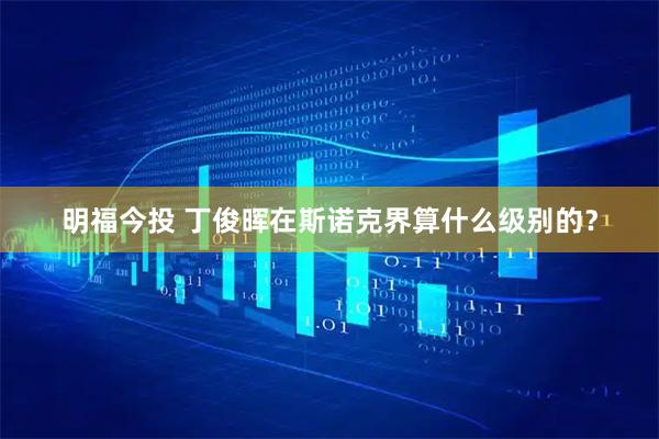 明福今投 丁俊晖在斯诺克界算什么级别的？